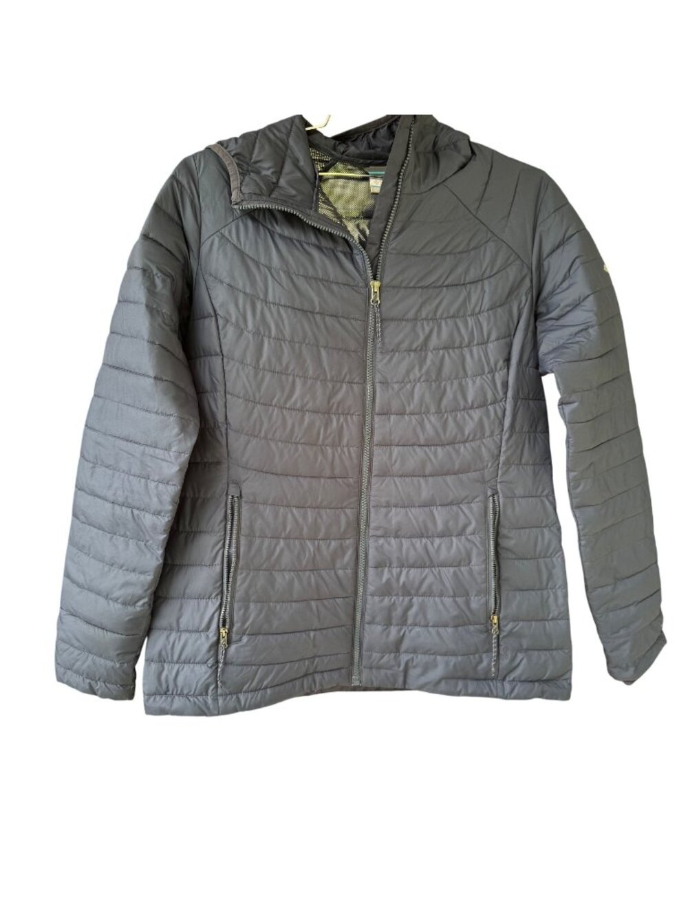 Columbia mens Hooded Omni Heat Puffer Jacket LARGE Navy Quilted Insulated Coat